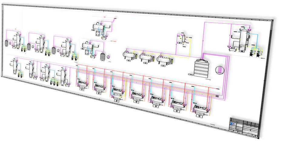 Projeto CAD de adequação de tubulações de descarga de válvulas de segurança.