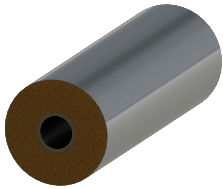 Tubo com isolamento t&eacute;rmico e chapa de prote&ccedil;&atilde;o